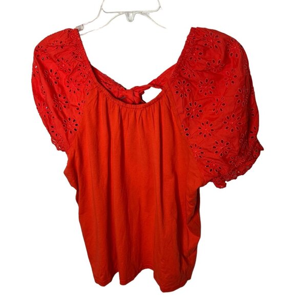 J. Crew Factory Tops - J.Crew $70 Eyelet Tie-Back Top Bohemian Red Size L BR710